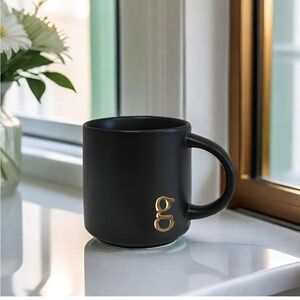 Black Monogram G Ceramic Mug, 15 oz